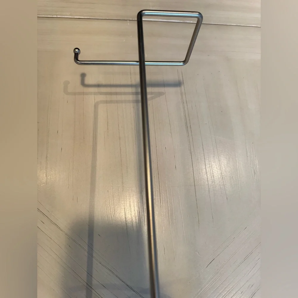 Mainstays Freestanding Satin Nickel Steel Toilet Paper Holder with Storage
